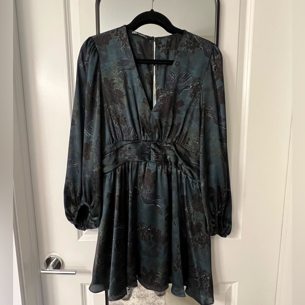 Zara Blue Satin Cocktail Dress